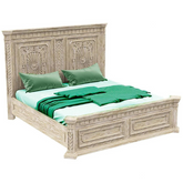 French provincial design inspired Solid Wood Bed rustic White Wash 108